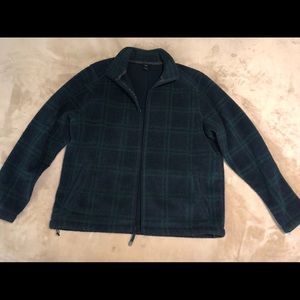 Lands End blue and green plaid fleece jacket
